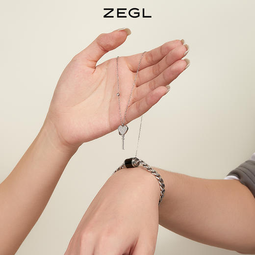 ZEGL一锁定情小情锁情侣手链项链送女友一对款生日七夕礼物送男友 商品图6