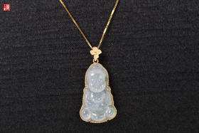 天然翡翠【宝宝佛】吊坠 镶嵌：18k 金镶