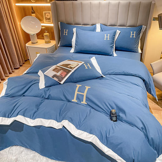 加厚磨毛四件套轻奢宿简约被套床单床笠纯色水洗棉三件套床上用品 商品图6