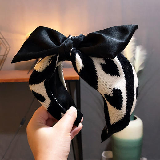 【精品】韩国小香风毛线爱心可爱蝴蝶结发箍百搭发卡头箍女士发卡 商品图2