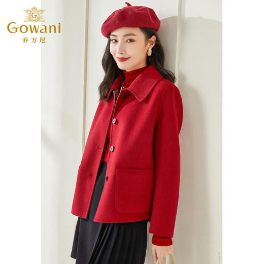 【100%绵羊毛】乔万尼秋冬短款羊毛呢大衣双面穿EI4B537 商品图1