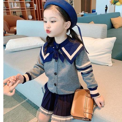 童装女童春装套装2022新款儿童学院风针织衫上衣毛衣半身裙两件套 商品图1