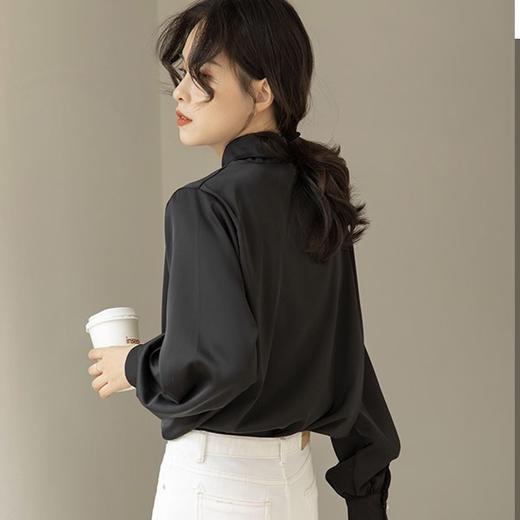 HALVIN DIARY法式缎面衬衫，时尚通勤百搭必备，法式优雅知性大方衬衫，设计感衬衫 商品图0