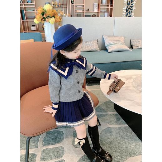 童装女童春装套装2022新款儿童学院风针织衫上衣毛衣半身裙两件套 商品图4