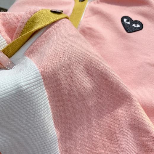 【限时折扣】日系川久春秋撞色爱心刺绣开衫（粉色/灰色）M-3XL 商品图6