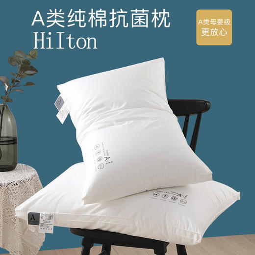 自然醒A类纯棉抗菌枕48*74cm防螨舒眠枕家用护颈枕头单双人枕芯床品SXM 商品图0