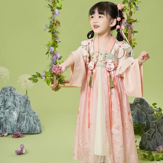汉服女童春装桃源仙境公主风古代全套粉色小清新套装可爱动物刺绣 商品图1