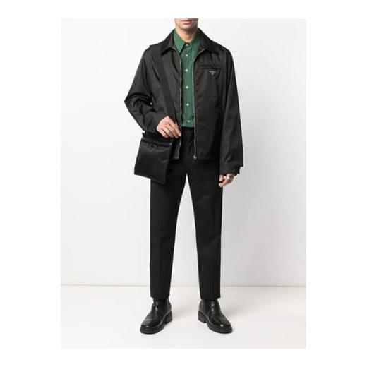 PRADA 普拉达 男士 Re-Nylon 再生尼龙珐琅金属三角形徽标束腰夹克外套 黑色 SGB684 1WQ8 F0002 商品图1