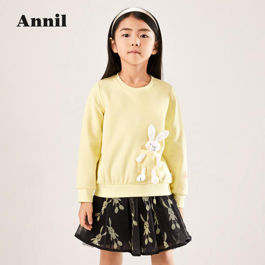 安奈儿女童SORONA圆领长袖卫衣ag211617 商品图2
