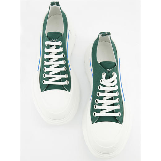 ALEXANDER MCQUEEN 亚历山大麦昆 男士棉质绒面皮革系带厚底 男士休闲鞋 绿色 604257 W4MV2 3135 商品图3