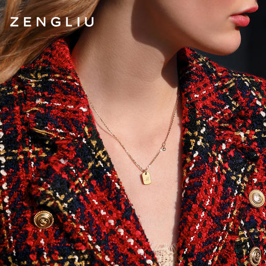 ZENGLIU字母M方形潮牌项链女ins嘻哈网红个性锁骨毛衣链简约百搭 商品图1