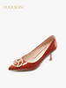 哈森女鞋2022春季新款通勤异形跟尖头时装鞋正装饰扣女单鞋HS226003 商品缩略图3