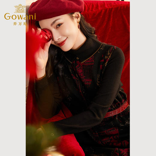 乔万尼秋冬新款绵羊毛连衣裙精致高级法式雕花设计EI4E500 商品图1