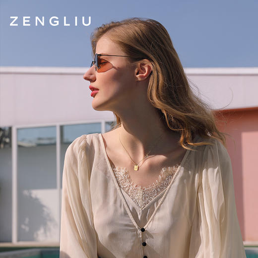 ZENGLIU字母M方形潮牌项链女ins嘻哈网红个性锁骨毛衣链简约百搭 商品图4