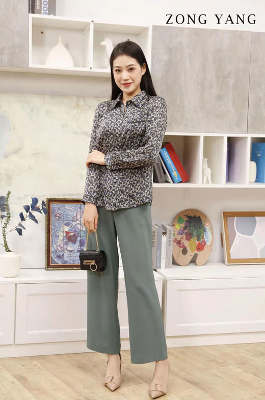 宗洋直身款印花衬衫BCL2CS7812-48 商品图0