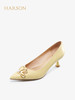 哈森女鞋2022春季新款欧美细跟尖头时装鞋约会饰扣浅口女单鞋HS227806 商品缩略图2