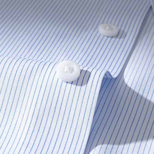 【纯棉免烫精美刺绣】罗蒙男士长袖衬衫春夏正装商务通勤免烫条纹衬衣 商品图2