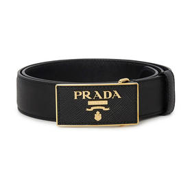PRADA 普拉达 女士 Saffiano 皮革徽标牌腰带 黑色 1CC291 053 F0002