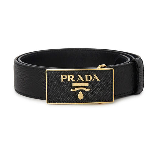 PRADA 普拉达 女士 Saffiano 皮革徽标牌腰带 黑色 1CC291 053 F0002 商品图0