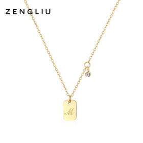 ZENGLIU字母M方形潮牌项链女ins嘻哈网红个性锁骨毛衣链简约百搭