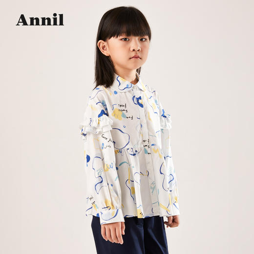 安奈儿女童翻领长袖上衣ag211622 商品图2