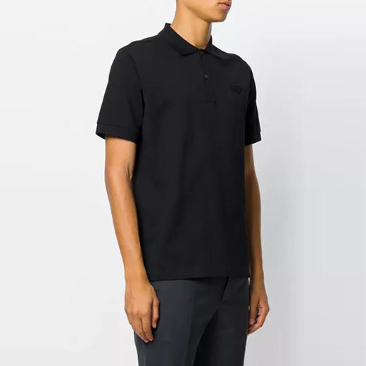 PRADA 普拉达 男士棉质珠地布三角形徽标短袖 POLO 衫 黑色 UJN444 XGS F0002 商品图3