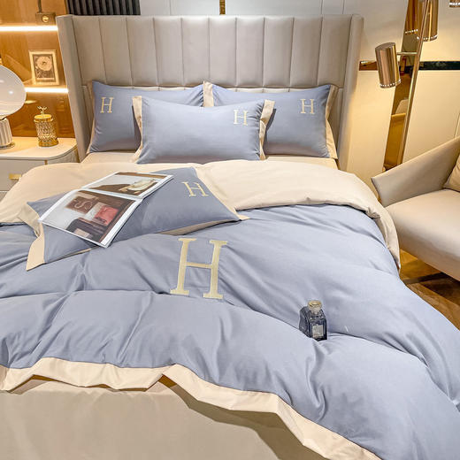 加厚磨毛四件套轻奢宿简约被套床单床笠纯色水洗棉三件套床上用品 商品图7