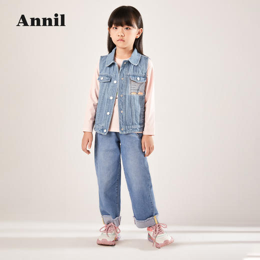 安奈儿女童全腰牛仔单裤ag216596 商品图3