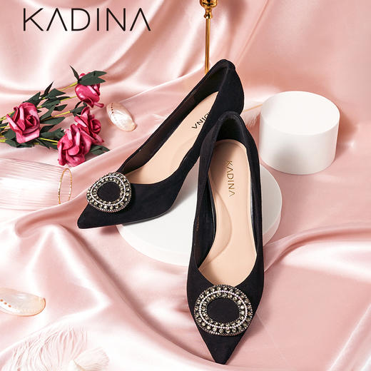 卡迪娜2022年春季新款尖头细跟女鞋高跟婚宴鞋单鞋KS221527 商品图0