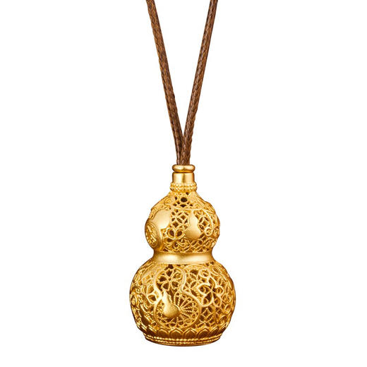 河南中钱 吉祥招财 古法银镂空观音葫芦吊坠 商品图6