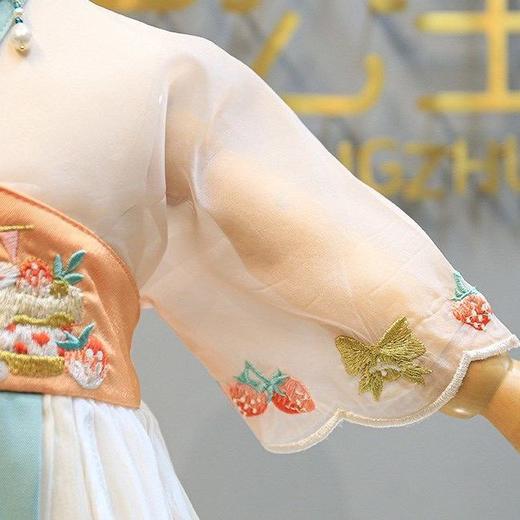 古风改良草莓派对女童汉服女孩古装中国风超仙短袖雪纺连衣襦裙夏 商品图6