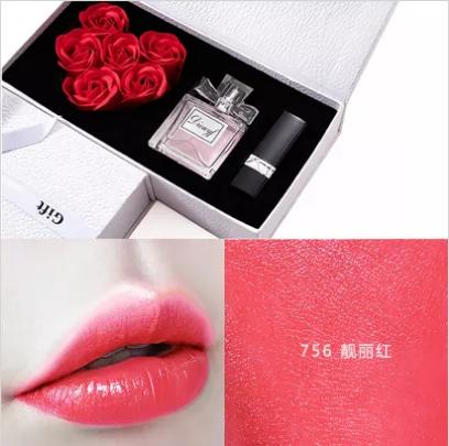 “迪奥亚菲”口红香水套盒花漾甜心香水持久淡香送玫瑰花礼盒50ml 商品图4