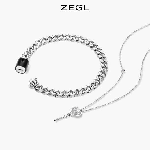 ZEGL一锁定情小情锁情侣手链项链送女友一对款生日七夕礼物送男友 商品图2