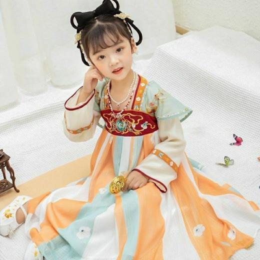 儿童汉服女瑶瑶夏季古装仙女裙公主裙齐胸襦裙长袖连衣裙学生日常 商品图0
