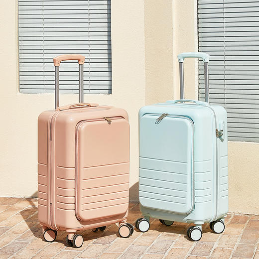 自然醒前置开盖行李箱女小型20寸商务登机拉杆箱男轻便旅行箱YS09 324 商品图0