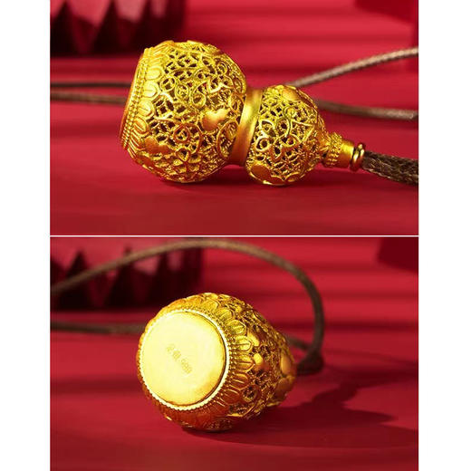 河南中钱 吉祥招财 古法银镂空观音葫芦吊坠 商品图4