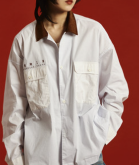 OSCI/0466蓝白格子夹克衬衫