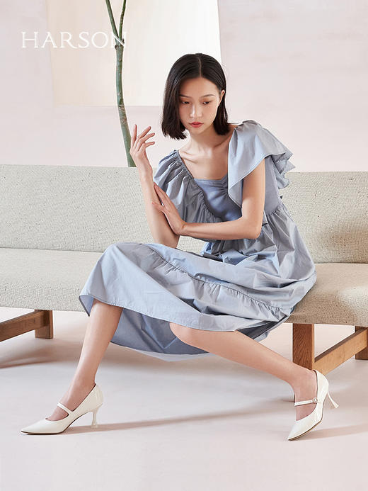 哈森女鞋2022年春季新款通勤尖头细高跟鞋女百搭玛丽珍女单鞋HS227126 商品图1