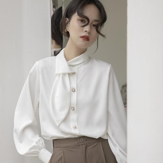 HALVIN DIARY法式缎面衬衫，时尚通勤百搭必备，法式优雅知性大方衬衫，设计感衬衫 商品图1