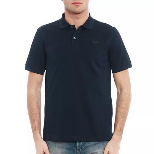 PRADA 普拉达 男士棉质珠地布三角形徽标短袖 POLO 衫 黑色 UJN444 XGS F0002 商品图1