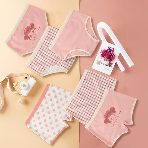 仪家女童时尚纯棉透气内裤4条 商品图0