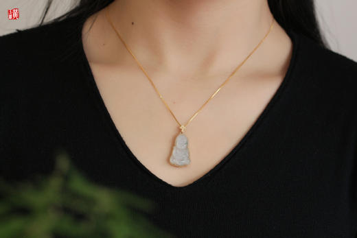 天然翡翠【宝宝佛】吊坠 镶嵌：18k 金镶 商品图2