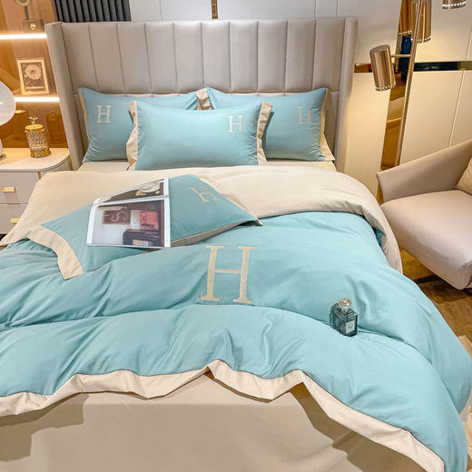 加厚磨毛四件套轻奢宿简约被套床单床笠纯色水洗棉三件套床上用品 商品图8