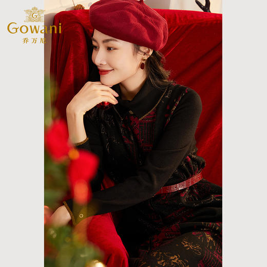 乔万尼秋冬新款绵羊毛连衣裙精致高级法式雕花设计EI4E500 商品图3