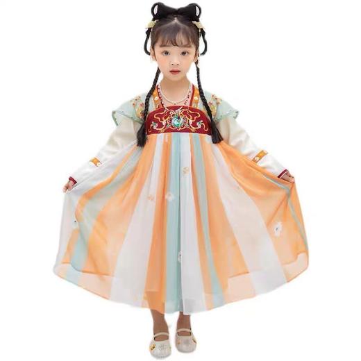 儿童汉服女瑶瑶夏季古装仙女裙公主裙齐胸襦裙长袖连衣裙学生日常 商品图1