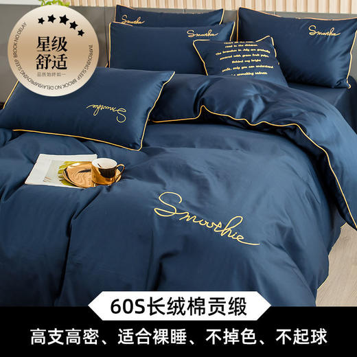 长绒棉60支棉刺绣三四件套全棉被套欧式学生床单床笠床品 商品图4