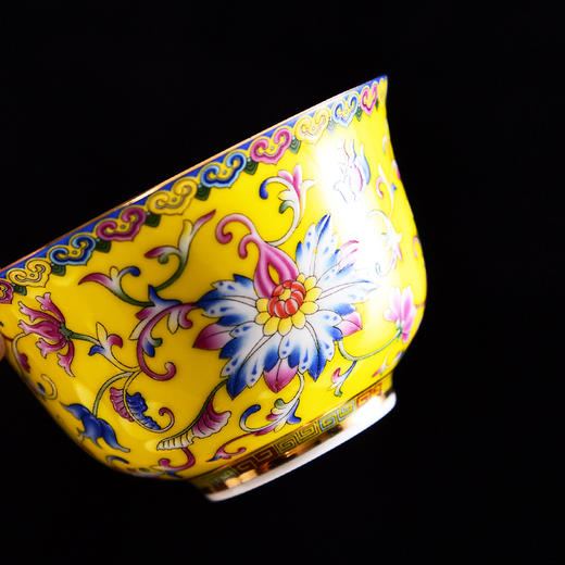 成艺德化陶瓷柒彩珐琅三才盖碗(葵纹黄) 商品图2