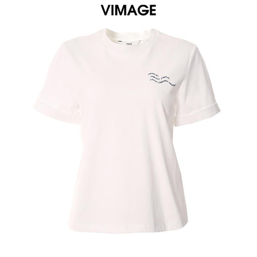 VIMAGE纬漫纪春夏季新款设计感修身短袖小上衣女T恤V1702312 商品图5