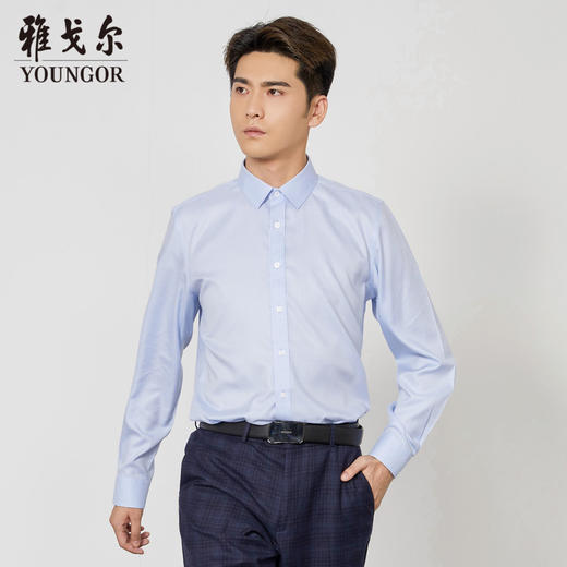 雅戈尔男士长袖衬衫春季新款商务休闲免烫衬衫YLTP125191IFA 商品图0