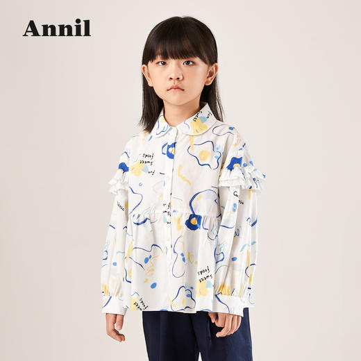 安奈儿女童翻领长袖上衣ag211622 商品图0